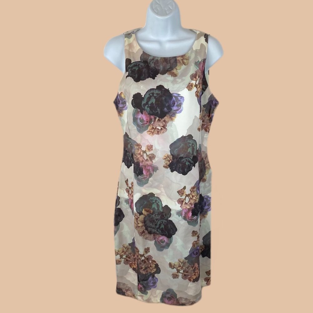 H&M Ivory Floral - Crew Neck -  Midi Bodycon Dress
